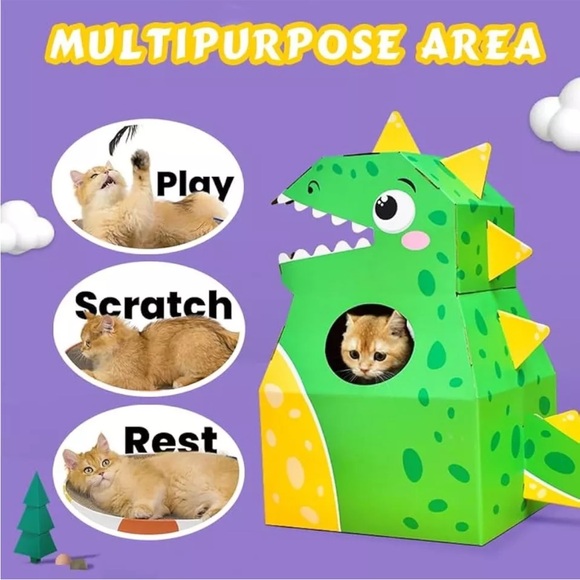 Cat Scratch Pad Cat House Cozy Cardboard ECO-friendly For Small Cats Dinosaur - Picture 6 of 7